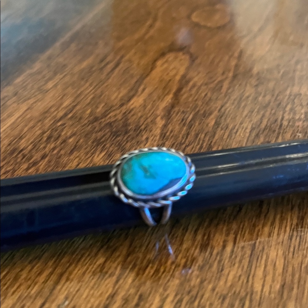 Turquoise ring size 4.5 Unmarked but tested - Picture 6 of 9